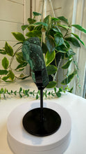 Load image into Gallery viewer, Natural Malachite with Part Polished Front on Custom Black Stand