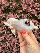 Load image into Gallery viewer, Hand Carved Flower Agate Dolphin