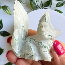 Load image into Gallery viewer, Hand Carved Moss Agate Nine Tail Fox