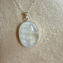Load image into Gallery viewer, Moonstone Oval Necklace in 925 Silver with 18” Silver Trace Chain