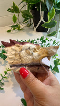 Load image into Gallery viewer, Mookaite Jasper Wolf Head with custom stand|Hand Carved