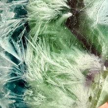 Load image into Gallery viewer, Feather Fluorite Moon on Custom Stand