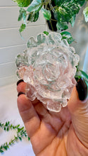 Load image into Gallery viewer, Clear Quartz Rose Carving on Custom Stand|Home Decor