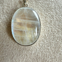 Load image into Gallery viewer, Moonstone Oval Necklace in 925 Silver with 18” Silver Trace Chain