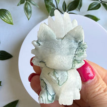 Load image into Gallery viewer, Hand Carved Moss Agate Nine Tail Fox