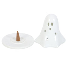Load image into Gallery viewer, Ceramic Ghost Tea Light and Incense Cone Holder