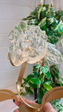 Load image into Gallery viewer, Clear Quartz Rose Carving on Custom Stand|Home Decor