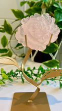 Load image into Gallery viewer, Rose Quartz Rose Carving on Custom Stand|Home Decor