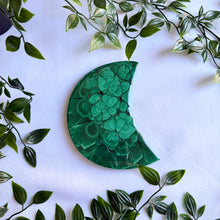 Load image into Gallery viewer, Stunning Malachite Moon on Custom Black Stand