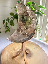 Load image into Gallery viewer, High Quality Smokey Quartz Moon with Inclusions on Stand