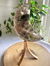 Load image into Gallery viewer, High Quality Smokey Quartz Moon with Inclusions on Stand