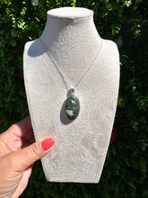 Load image into Gallery viewer, Preseli Bluestone Oval Necklace set in 925 Silver on 18 inch Trace Chain