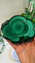 Load image into Gallery viewer, Natural Malachite with Part Polished Front on Custom Black Stand