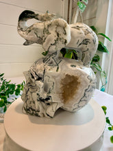 Load image into Gallery viewer, Tree Agate Skull with Elephant|Hand Carved|Statement Decor