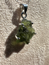 Load image into Gallery viewer, Genuine Moldavite Necklace set in 925 Silver with 18” Trace Chain