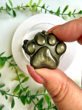 Load image into Gallery viewer, Gold Sheen Obsidian Paw Carving