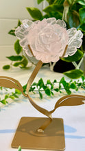 Load image into Gallery viewer, Rose Quartz Rose Carving on Custom Stand|Home Decor