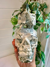 Load image into Gallery viewer, Tree Agate Skull with Elephant|Hand Carved|Statement Decor