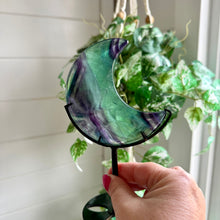 Load image into Gallery viewer, Fluorite Moon on Custom Stand