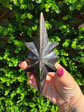 Load image into Gallery viewer, Silver Sheen Obsidian Star on Black Stand