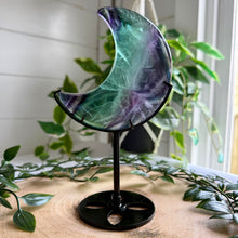 Load image into Gallery viewer, Fluorite Moon on Custom Stand