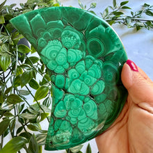 Load image into Gallery viewer, Stunning Malachite Moon on Custom Black Stand