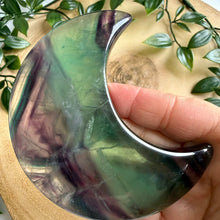 Load image into Gallery viewer, Fluorite Moon on Custom Stand