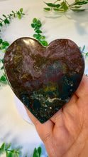 Load image into Gallery viewer, Red Moss Agate Heart with Gold Stand
