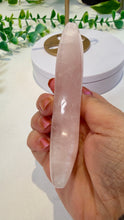 Load image into Gallery viewer, Rose Quartz Moon on Custom Gold Stand
