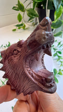 Load image into Gallery viewer, Mookaite Jasper Wolf Head with custom stand|Hand Carved