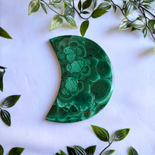 Load image into Gallery viewer, Stunning Malachite Moon on Custom Black Stand