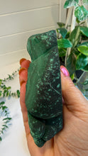 Load image into Gallery viewer, Natural Malachite with Part Polished Front on Custom Black Stand
