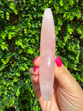 Load image into Gallery viewer, Rose Quartz Moon on Custom Gold Stand