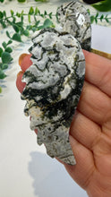 Load image into Gallery viewer, Moss Agate Wings on Stand
