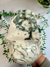 Load image into Gallery viewer, Tree Agate Skull with Elephant|Hand Carved|Statement Decor