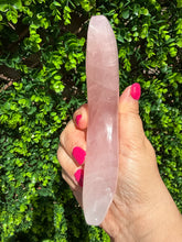 Load image into Gallery viewer, Rose Quartz Moon on Custom Gold Stand