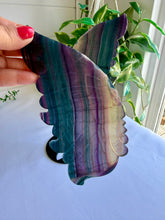 Load image into Gallery viewer, Rainbow Fluorite Butterfly Wings on Black Stand