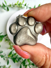Load image into Gallery viewer, Silver Sheen Obsidian Paw Carving