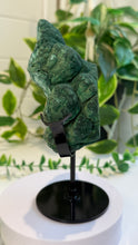 Load image into Gallery viewer, Natural Malachite with Part Polished Front on Custom Black Stand