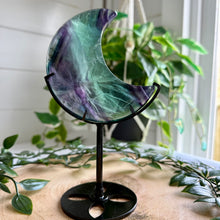Load image into Gallery viewer, Fluorite Moon on Custom Stand