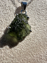 Load image into Gallery viewer, Genuine Moldavite Necklace set in 925 Silver with 18” Trace Chain
