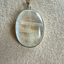 Load image into Gallery viewer, Moonstone Oval Necklace in 925 Silver with 18” Silver Trace Chain
