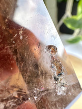 Load image into Gallery viewer, High Quality Smokey Quartz Moon with Inclusions on Stand