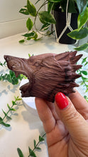 Load image into Gallery viewer, Mookaite Jasper Wolf Head with custom stand|Hand Carved