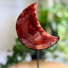Load image into Gallery viewer, Fire Quartz Moon on Custom Stand|Home Decor|Crystal Moon|Red Hematoid Quartz