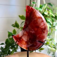 Load image into Gallery viewer, Fire Quartz Moon on Custom Stand|Home Decor|Crystal Moon|Red Hematoid Quartz