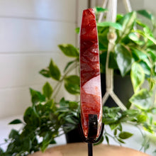 Load image into Gallery viewer, Fire Quartz Moon on Custom Stand|Home Decor|Crystal Moon|Red Hematoid Quartz