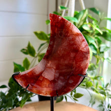 Load image into Gallery viewer, Fire Quartz Moon on Custom Stand|Home Decor|Crystal Moon|Red Hematoid Quartz