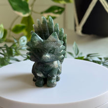 Load image into Gallery viewer, Hand Carved Moss Agate Nine Tail Fox|Crystal Decor