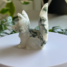 Load image into Gallery viewer, Hand Carved Moss Agate Nine Tail Fox|Crystal Decor